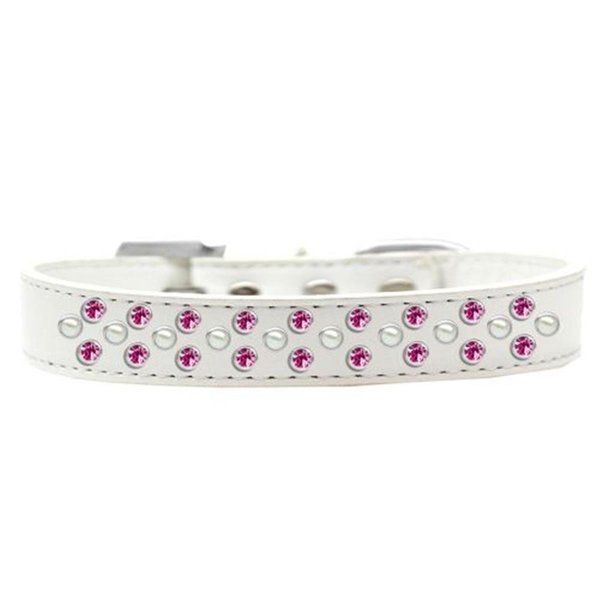 Unconditional Love Sprinkles Pearl & Bright Pink Crystals Dog CollarWhite Size 12 UN388480